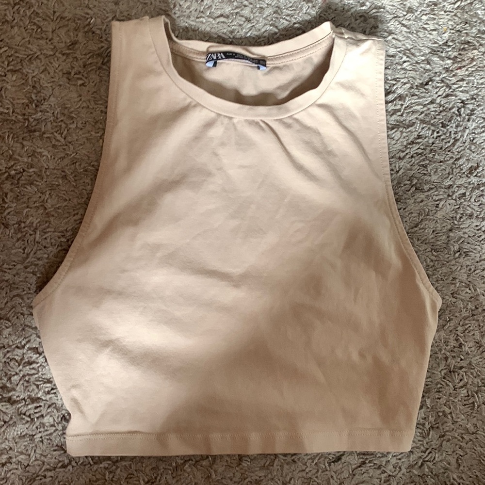 Tan cropped tank top